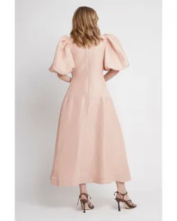 AJE Dusk Knot Puff Sleeve Midi Dress Blush Size 6 for rent on The Volte - image 2