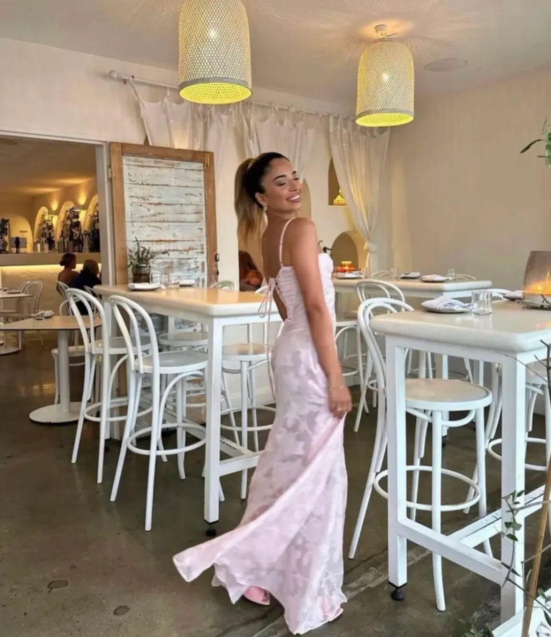 House Of Cb Seren Maxi Dress Soft Pink Size 8 for rent on The Volte - main image