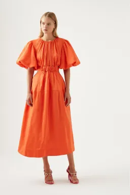 AJE Cosette Tie Back Midi Dress Orange Size 8  for rent on The Volte - image 1