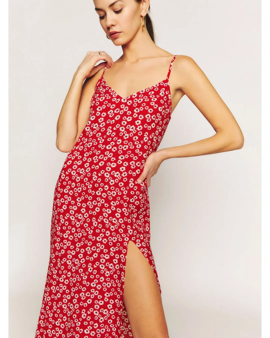Reformation Crimini Midi Dress Red Floral Size AU 8 for rent on The Volte - main image