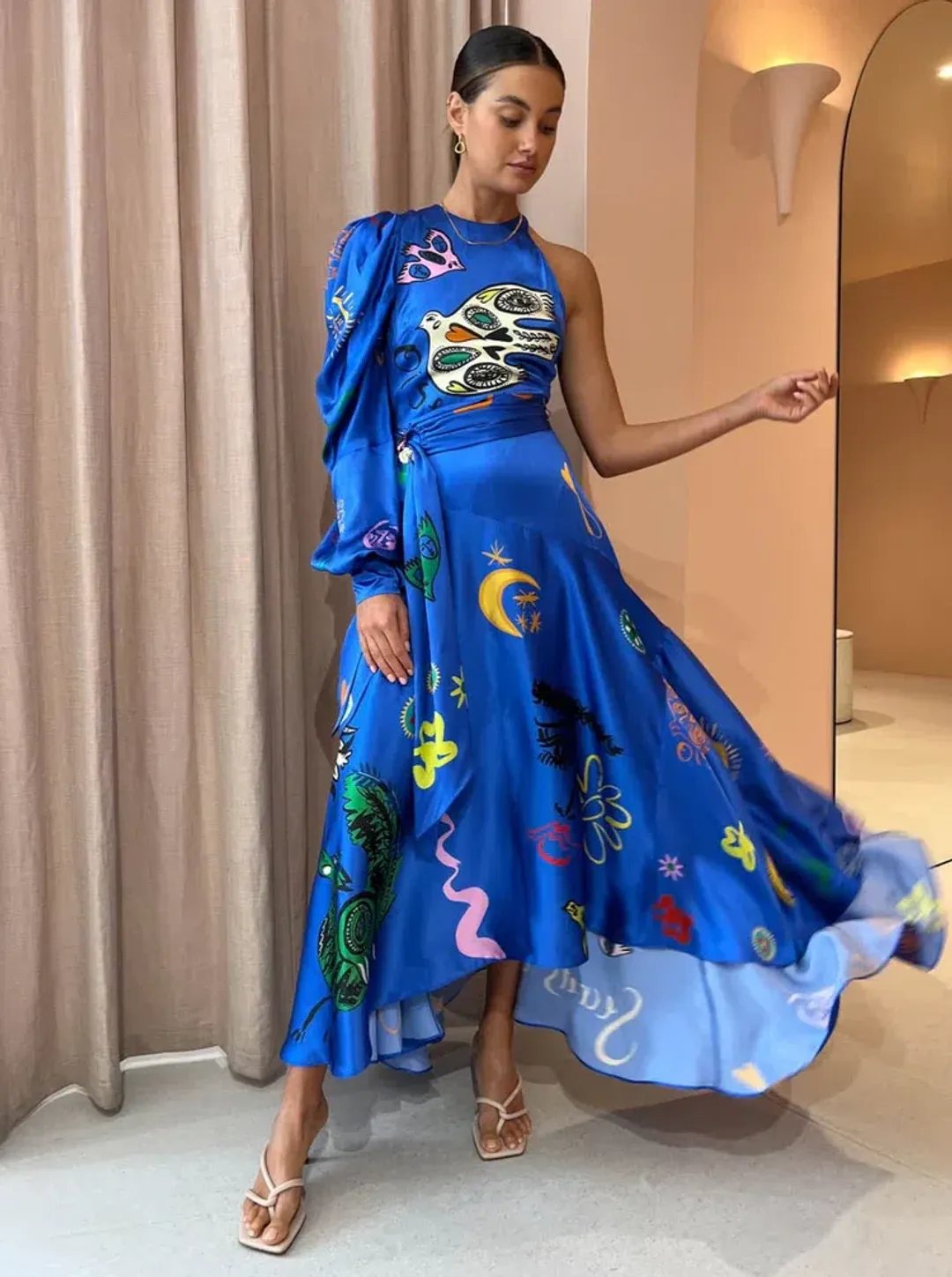 Alemais Soliel One Shoulder Midi Dress in Cobalt Size 8  for rent on The Volte - main image