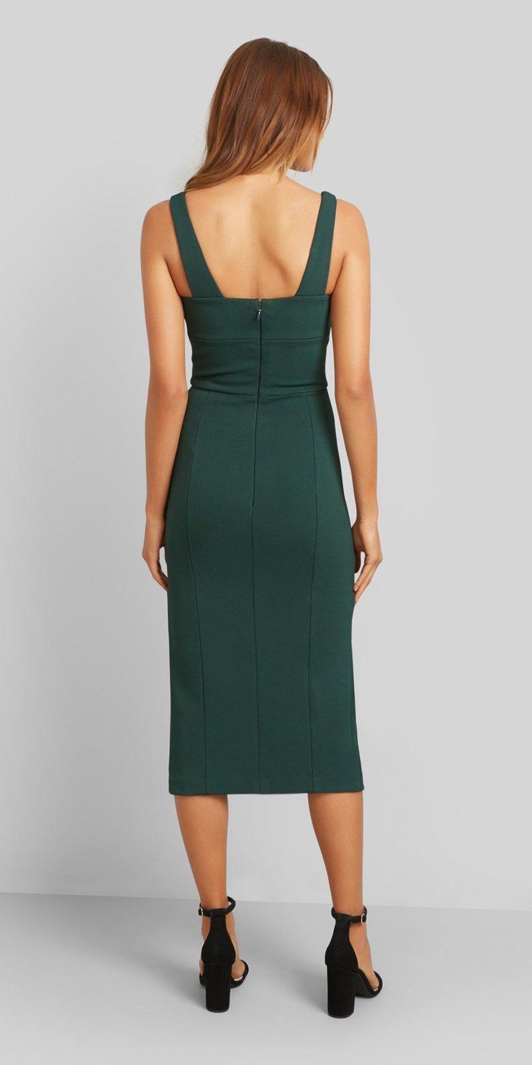Kookai Martina Midi Dress In Pine Grove Green Size 10 for rent on The Volte - main image