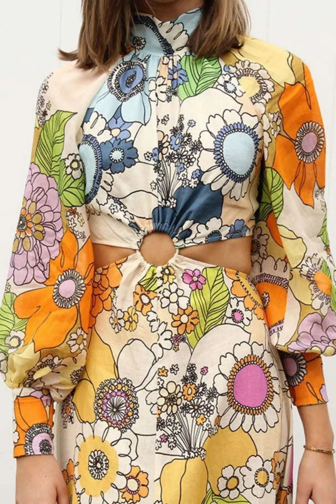 Alemais Farrah Cut Out Midi Dress Multi Size AU 8 for rent on The Volte - main image