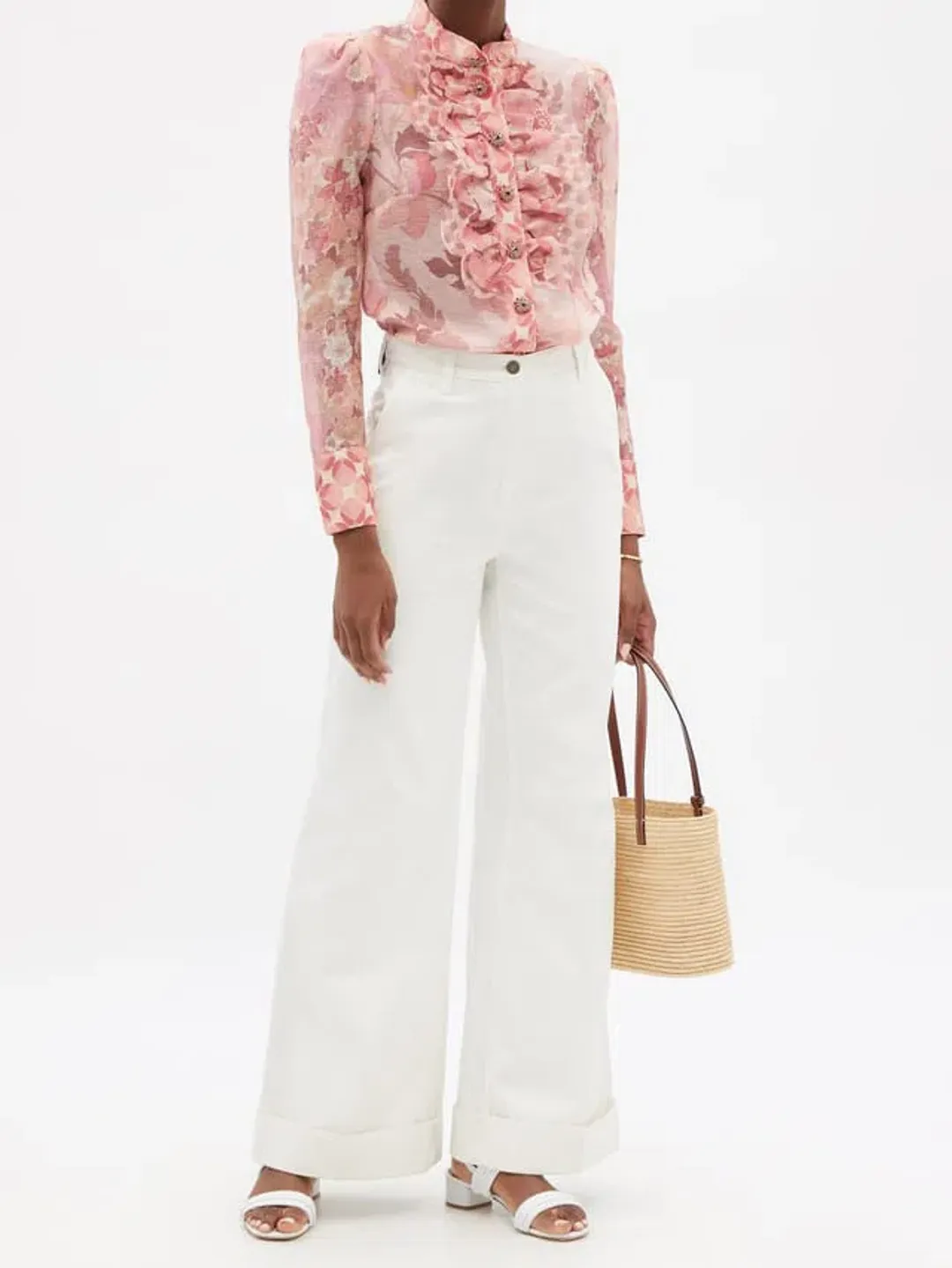 Zimmerman Concert Ruffle Linen And Silk Blend Pink Size 2 / AU 14 for rent on The Volte - main image