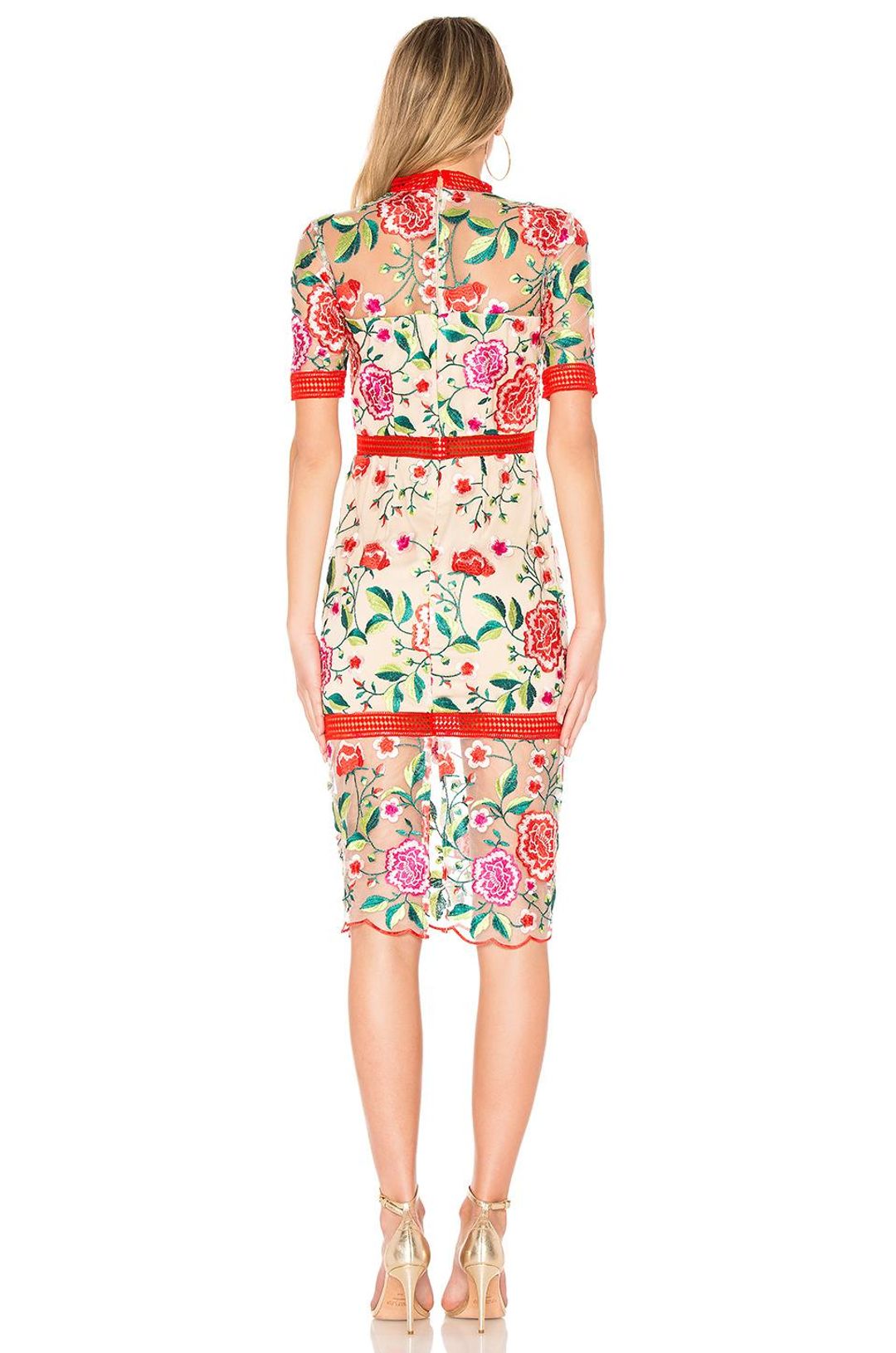 Vone Mira Dress Floral Embroidery Red Size AU 6 for rent on The Volte - main image
