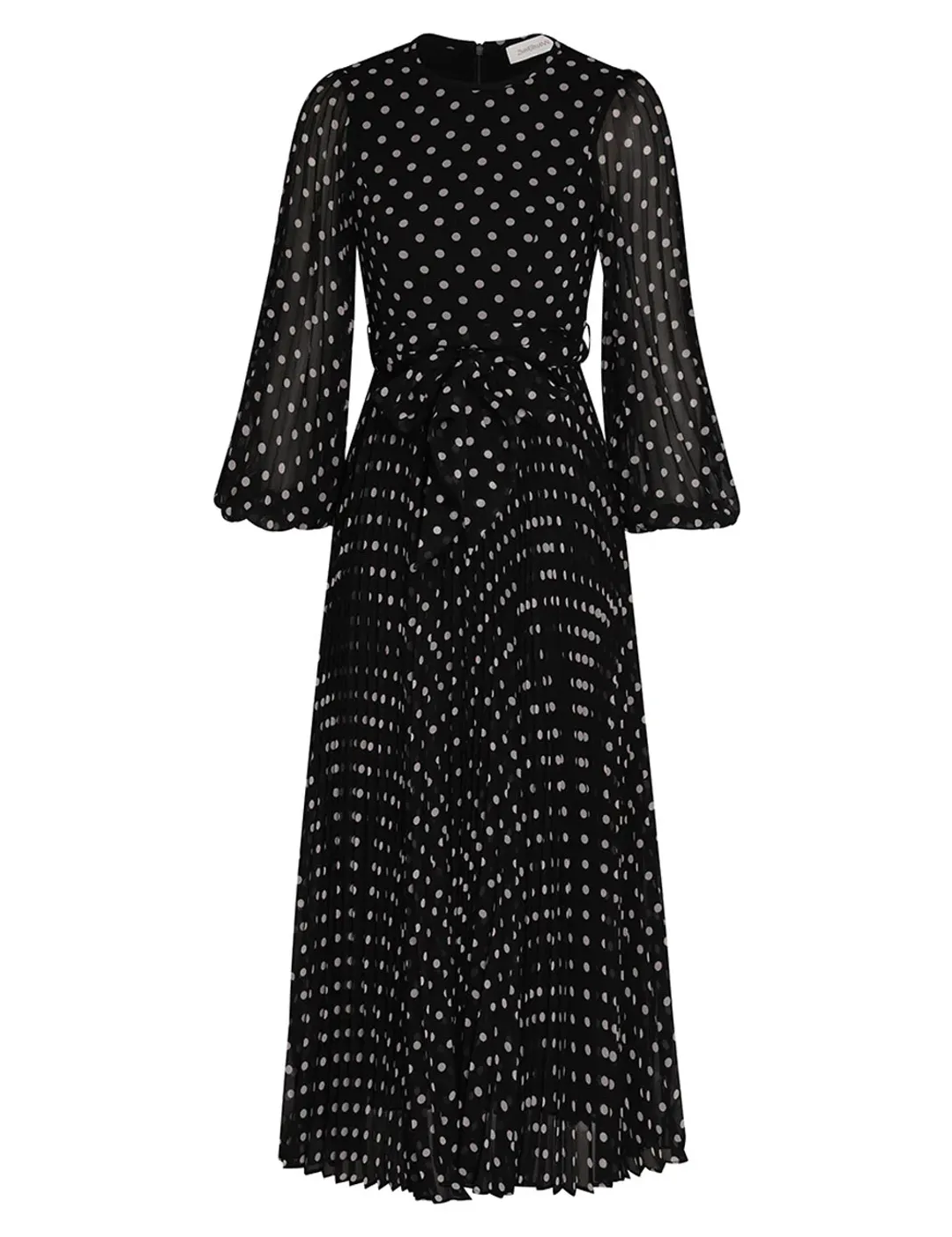 Zimmermann Sunray Long Sleeve Midi Dress in Black/Cream Dot Size 0 / AU 8 for rent on The Volte - main image