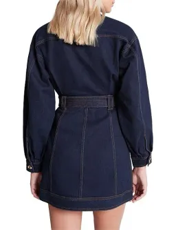 Aje Philia Belted Denim Mini Dress Blue Size 10 for rent on The Volte - image 3