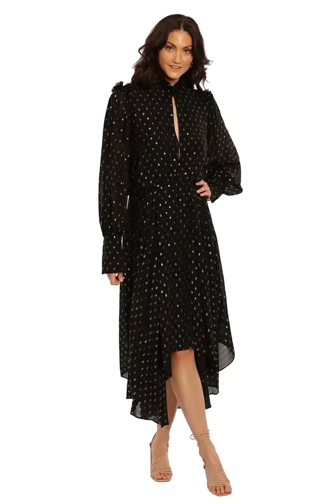 Camilla and Marc Jasmeen Dress Black and Gold Size 6 for rent on The Volte - main image