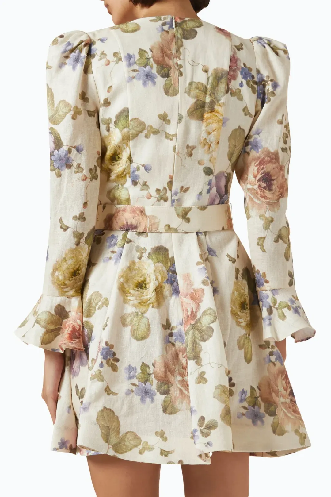 Zimmermann The Luminosity Mini Dress in Multi Floral Cream Size 2 / AU 12 for rent on The Volte - main image