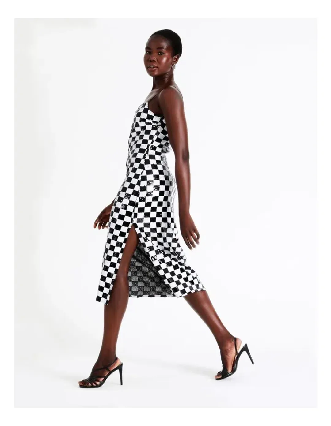 Wayne Cooper Sequin Black And White Midi Dress Multi Size AU 16 for rent on The Volte - main image