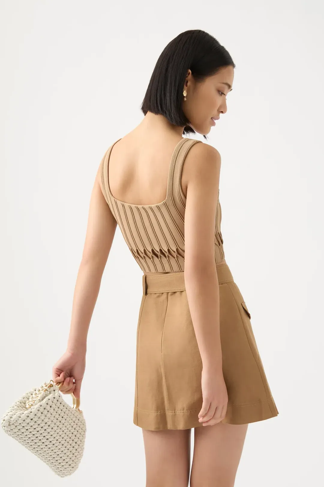 Aje Ney Diamond Cut Out Crop Top Brown Size AU 10 for rent on The Volte - main image