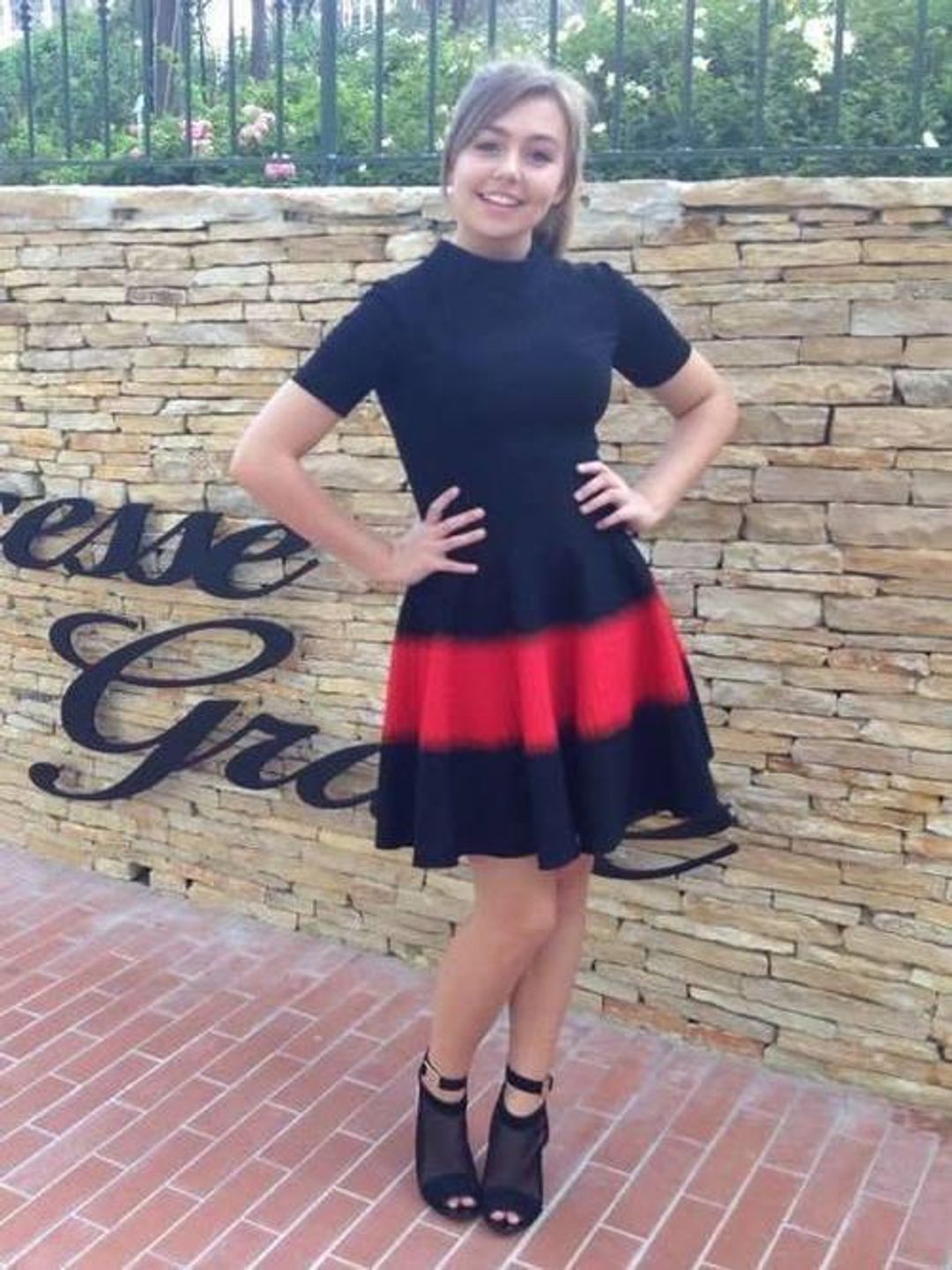 Alexander McQueen Red and Black Textured Fit & Flare Dress size 8 for rent on The Volte - main image