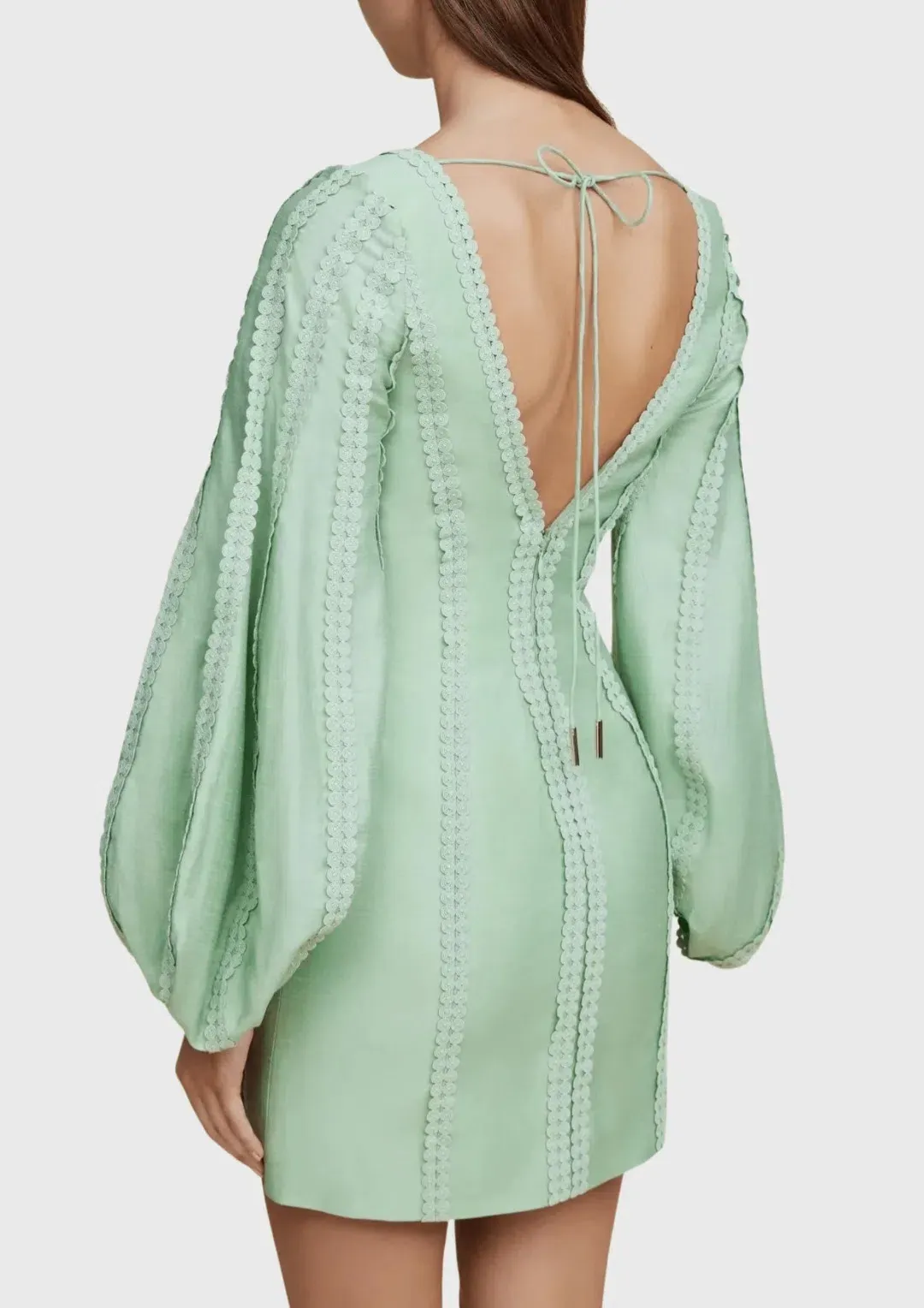 Acler Duxbury Long Sleeve Mini Dress Green Size 14 for rent on The Volte - main image