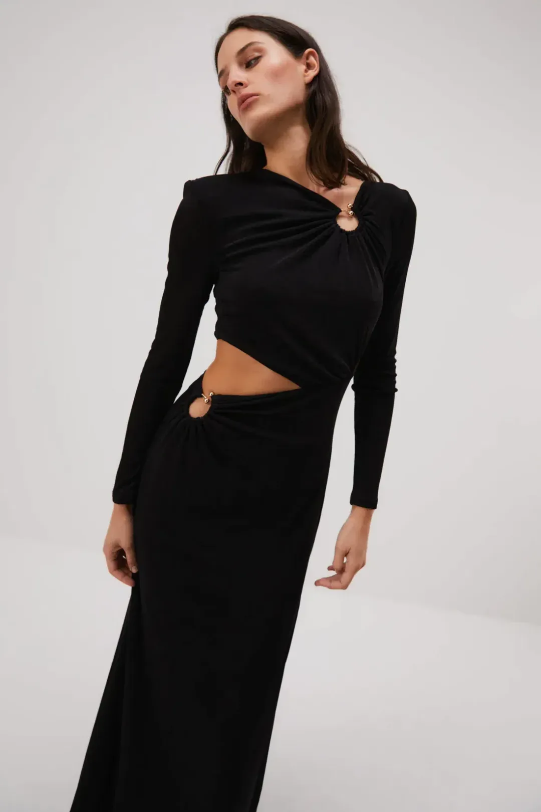 Misha Akarai Slinky Jersey Gown Black Size 8  for rent on The Volte - main image