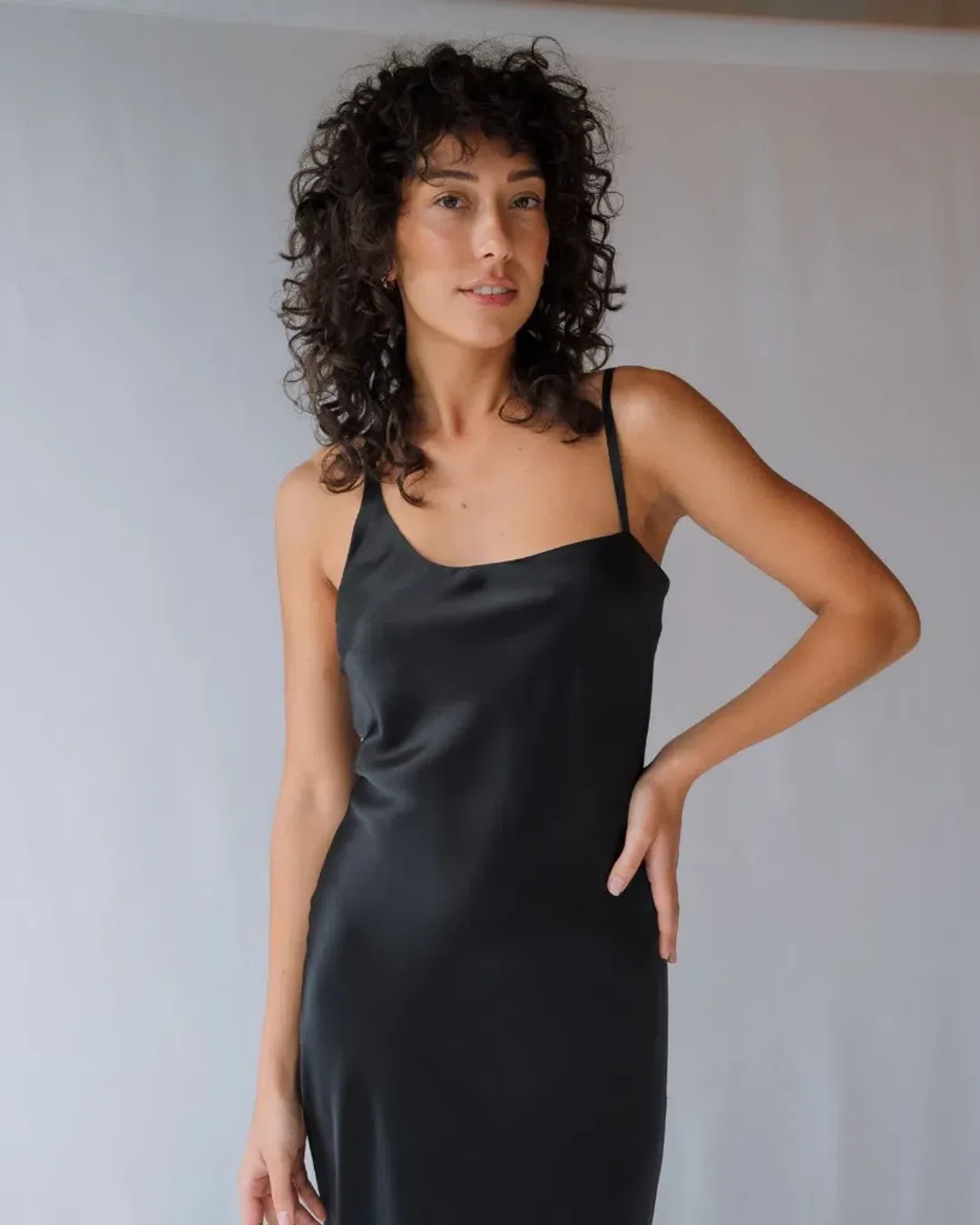 Sir the Label Julien Asymmetric Slip Dress Black Size 8  for rent on The Volte - main image