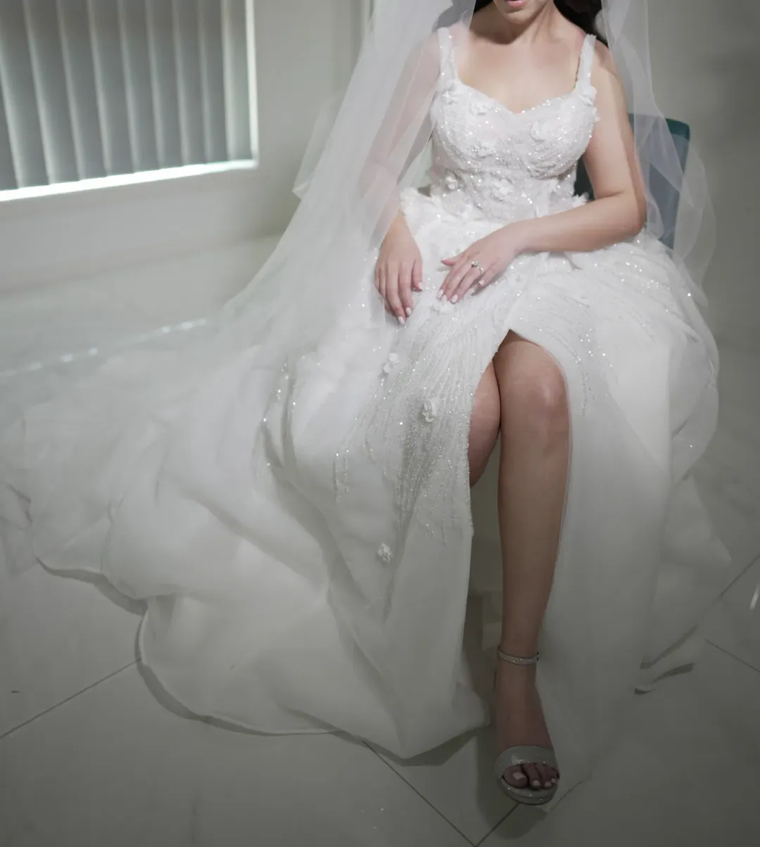 Pallas Couture Inspired Wedding Dress White Size 8  for rent on The Volte - main image