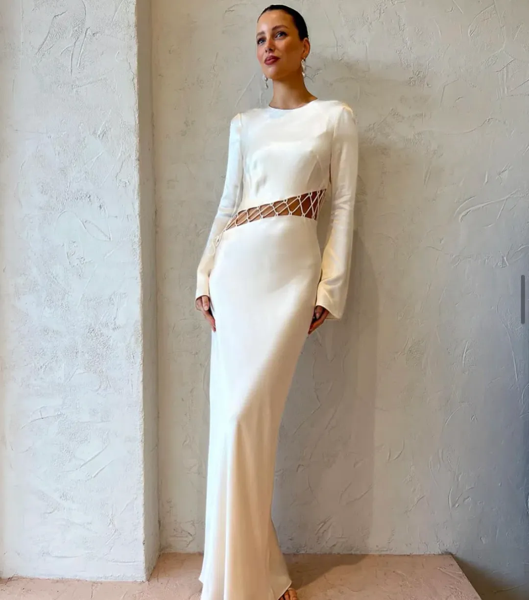 Shona Joy Arienzo Asymmetrical Lace Up Maxi Dress In Cream Size 6  for rent on The Volte - main image