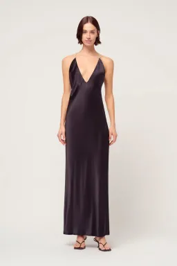 Michael Lo Sordo  Anna V Neck Bias Crystalline Slip Dress Black Size 4 for rent on The Volte - image 1