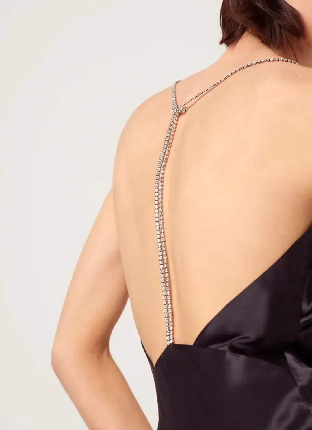 Michael Lo Sordo  Anna V Neck Bias Crystalline Slip Dress Black Size 4 for rent on The Volte - main image