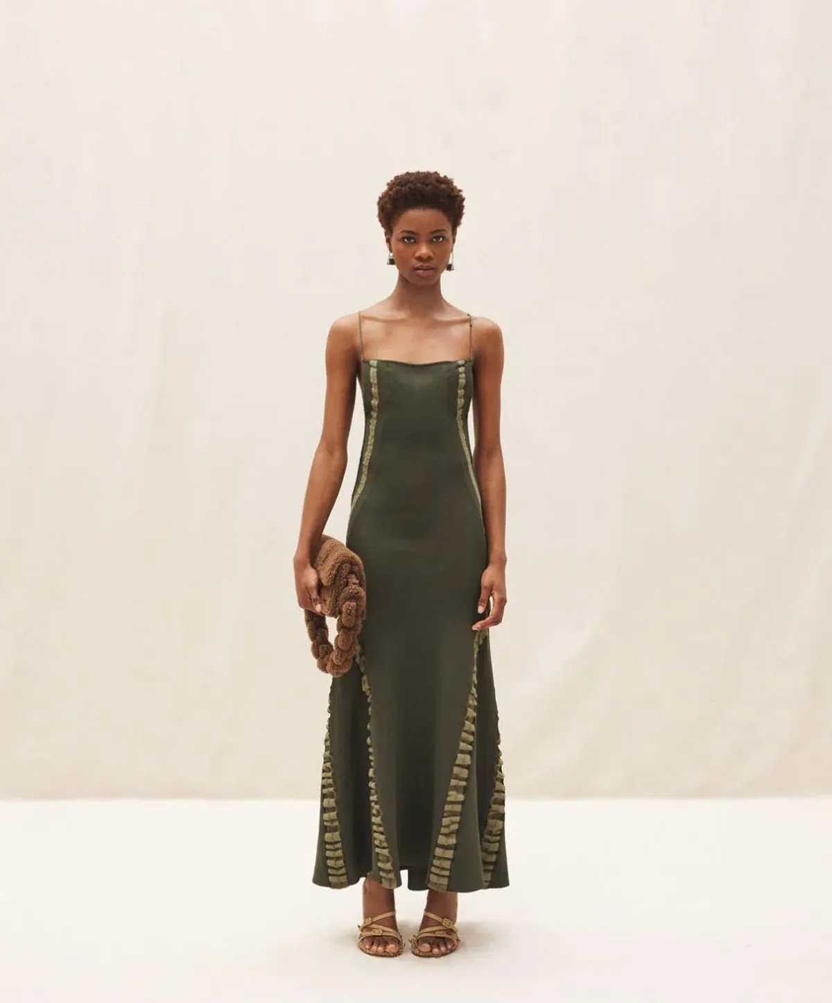 Jacquemus Maille Slip Maxi Dress Green Size 8 for rent on The Volte - main image