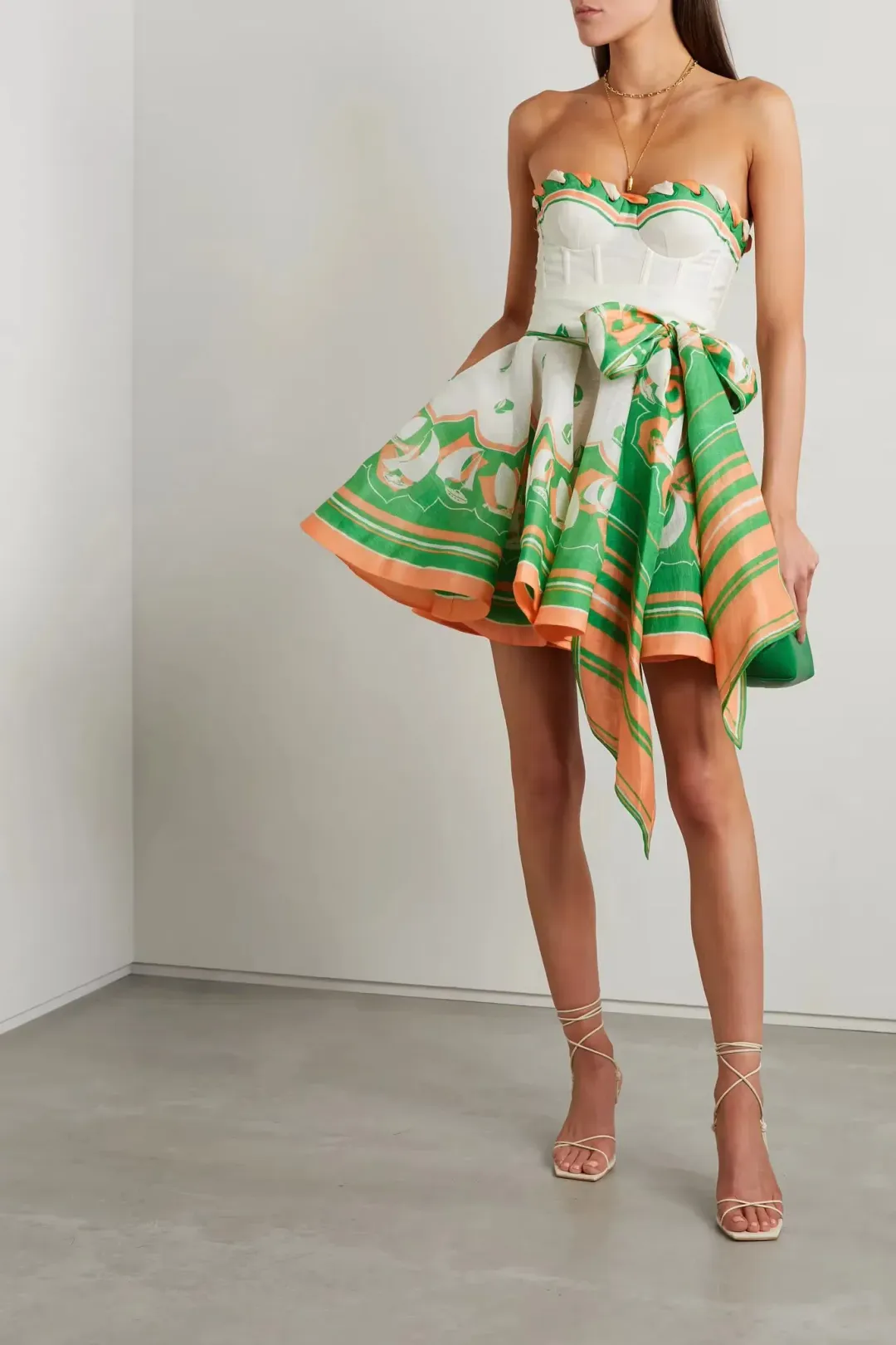 Zimmermann High Tide Eyelet Mini Dress in Green Sailboats Size 6 for rent on The Volte - main image