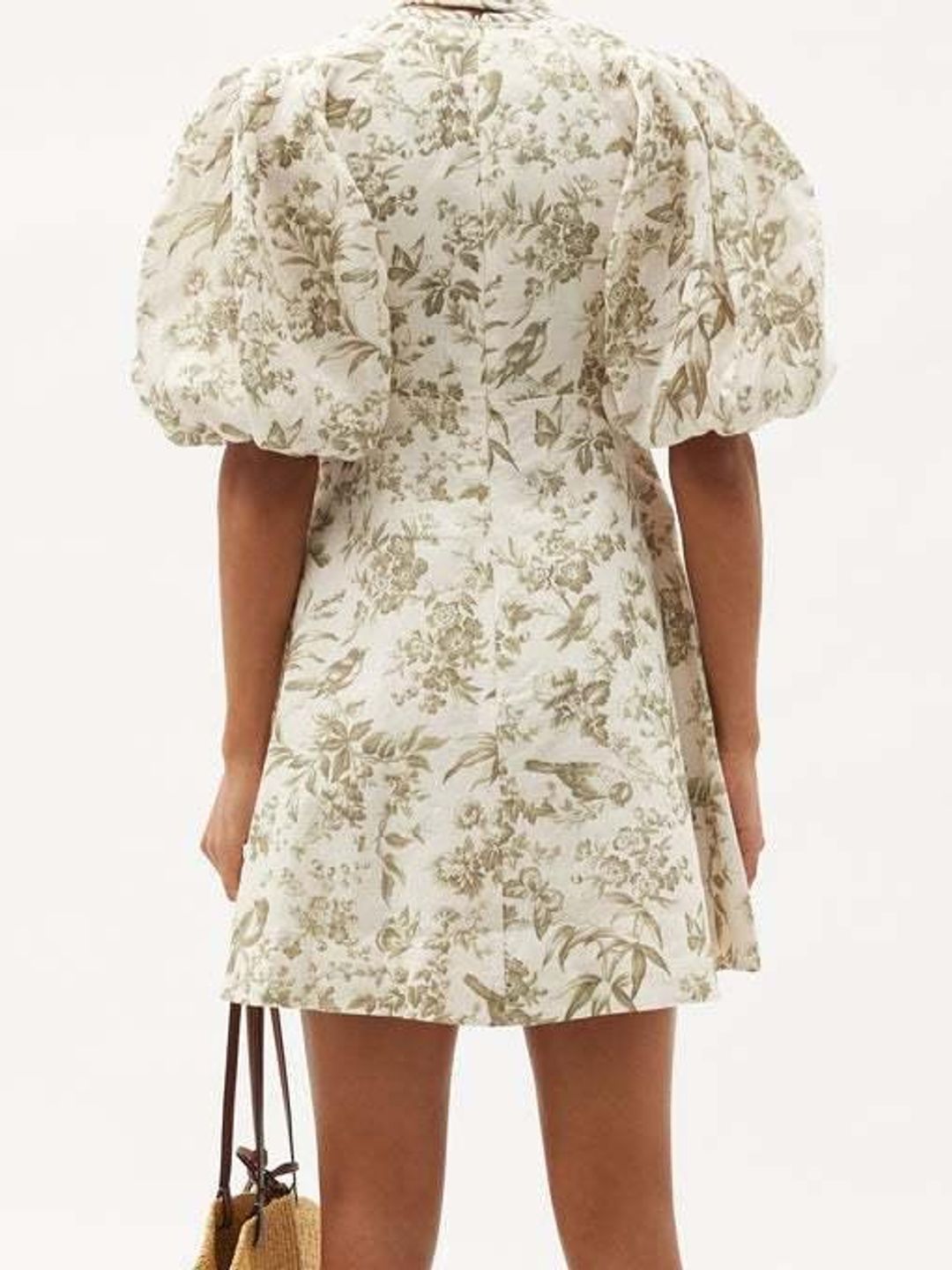 Zimmermann Puff-sleeve bird-print linen mini dress Size 3 for rent on The Volte - main image