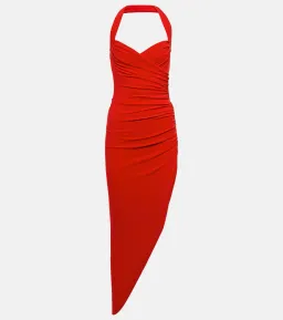 Norma Kamali Cayla Halterneck Ruched Midi Dress Red Size XS / AU 6 for rent on The Volte - image 2