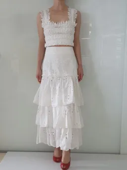 Alexis Faustine Ruffled Midi Skirt White Size XS / AU 6 for rent on The Volte - image 2
