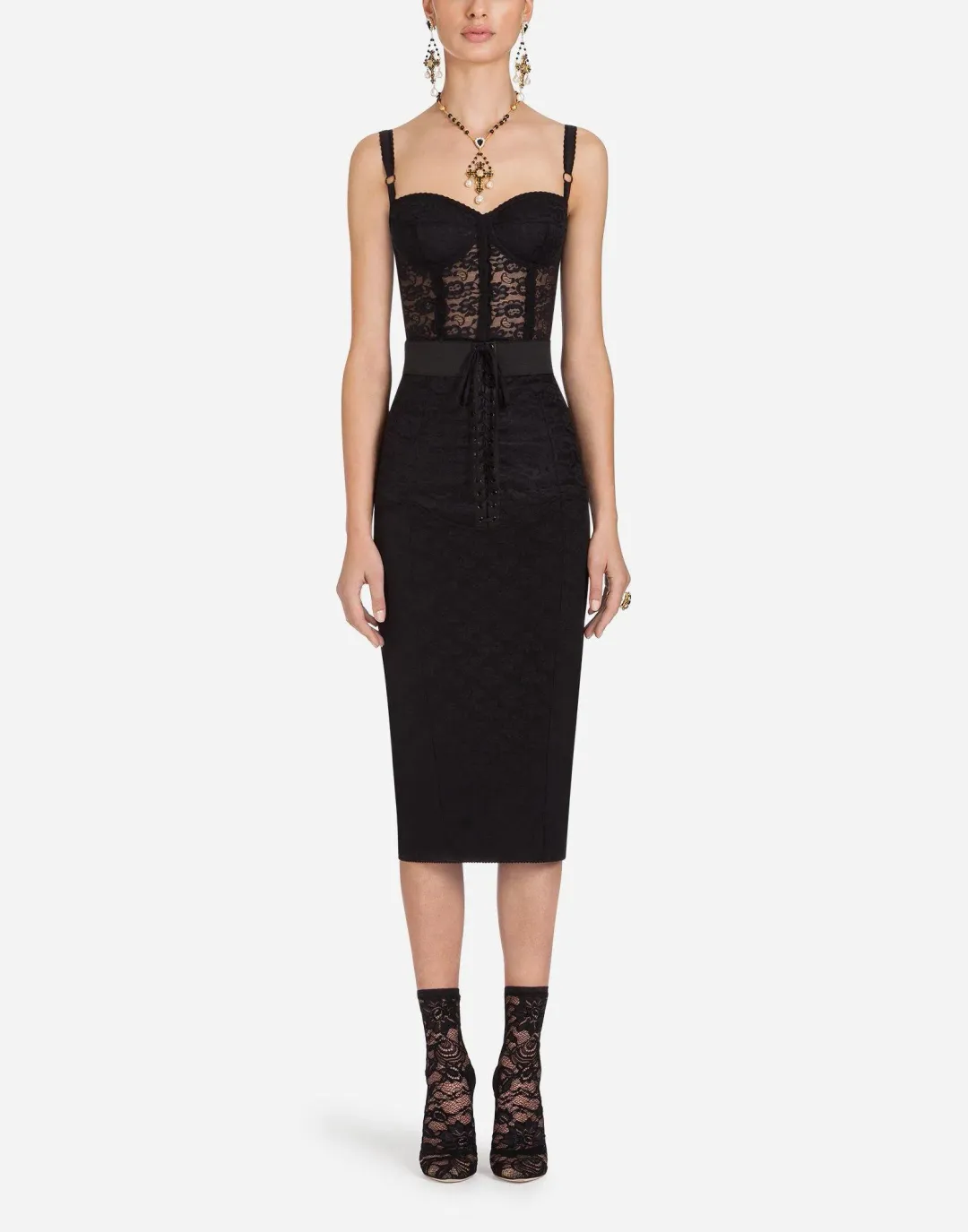 Dolce and Gabbana Lace Corset Bustier Black Size 6 for rent on The Volte - main image