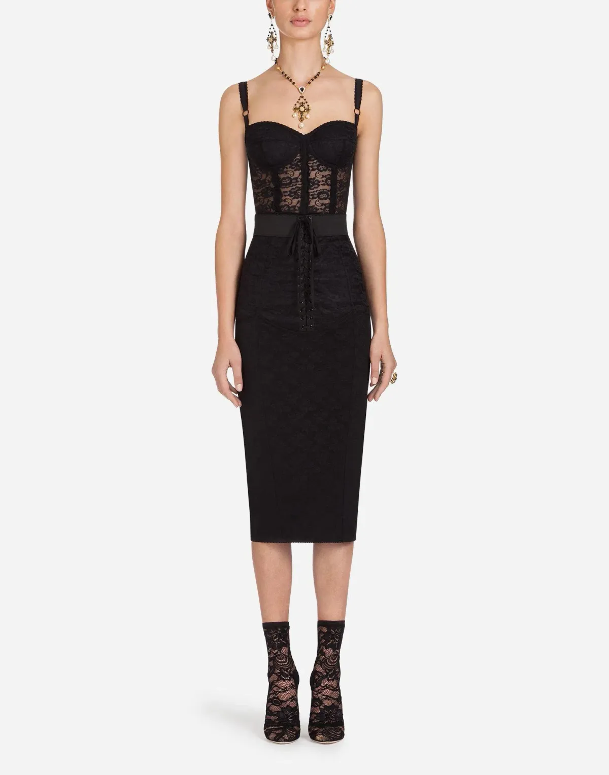 Dolce and Gabbana Lace Corset Bustier Black Size 6 for rent on The Volte - main image