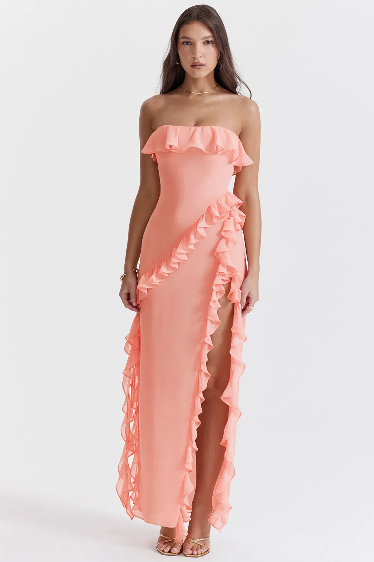 House of CB Sarina Gown Apricot Size S/Au 8  for rent on The Volte - main image