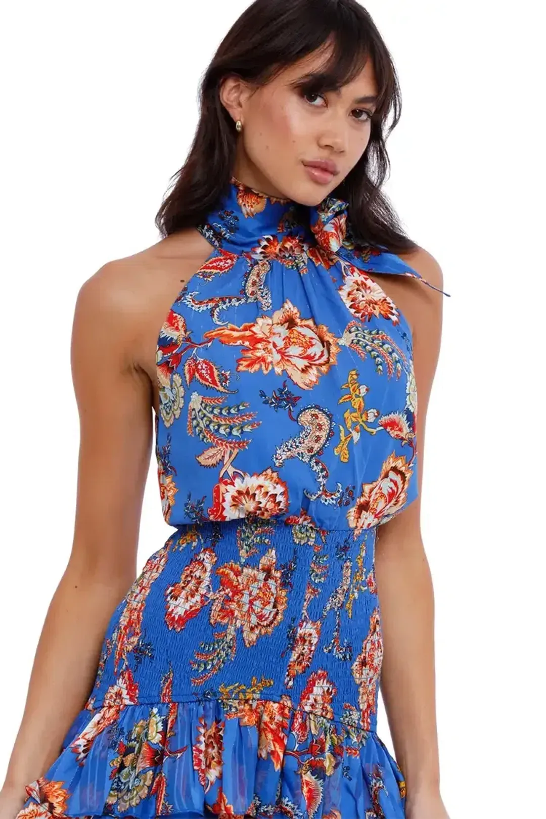 Elliatt Virago Dress Blue Multi Print Size 12 for rent on The Volte - main image