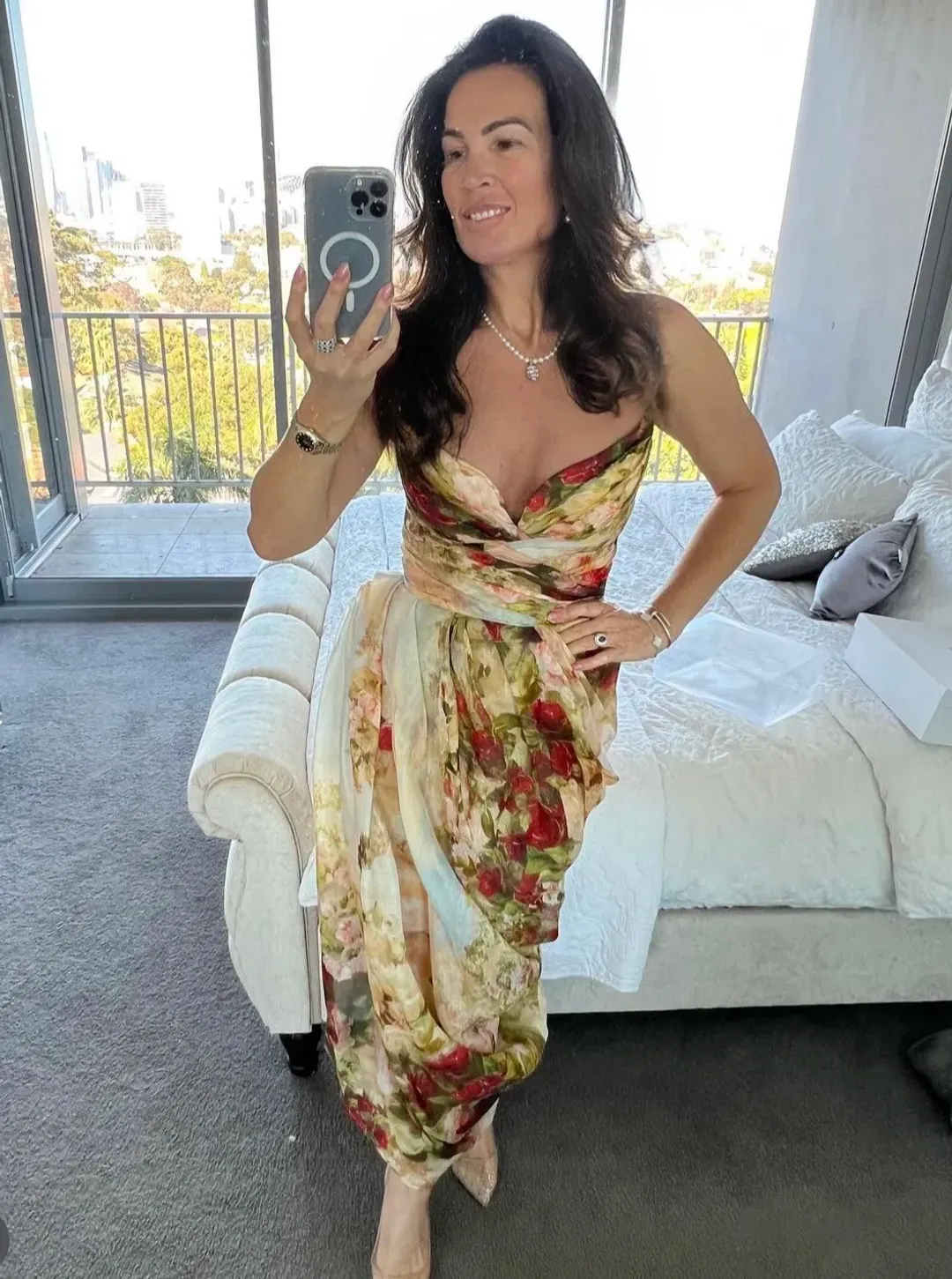 Zimmermann The Luminosity Strapless Midi in Rosy Garden Floral Size 0/Au 8 for rent on The Volte - main image