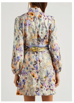 Zimmermann The Tama Belted Mini Dress in Diamond Splice Floral Size 0P / AU 6P  for rent on The Volte - image 3