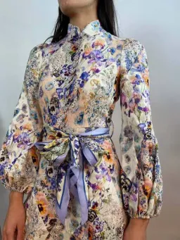 Zimmermann The Tama Belted Mini Dress in Diamond Splice Floral Size 0P / AU 6P  for rent on The Volte - image 5