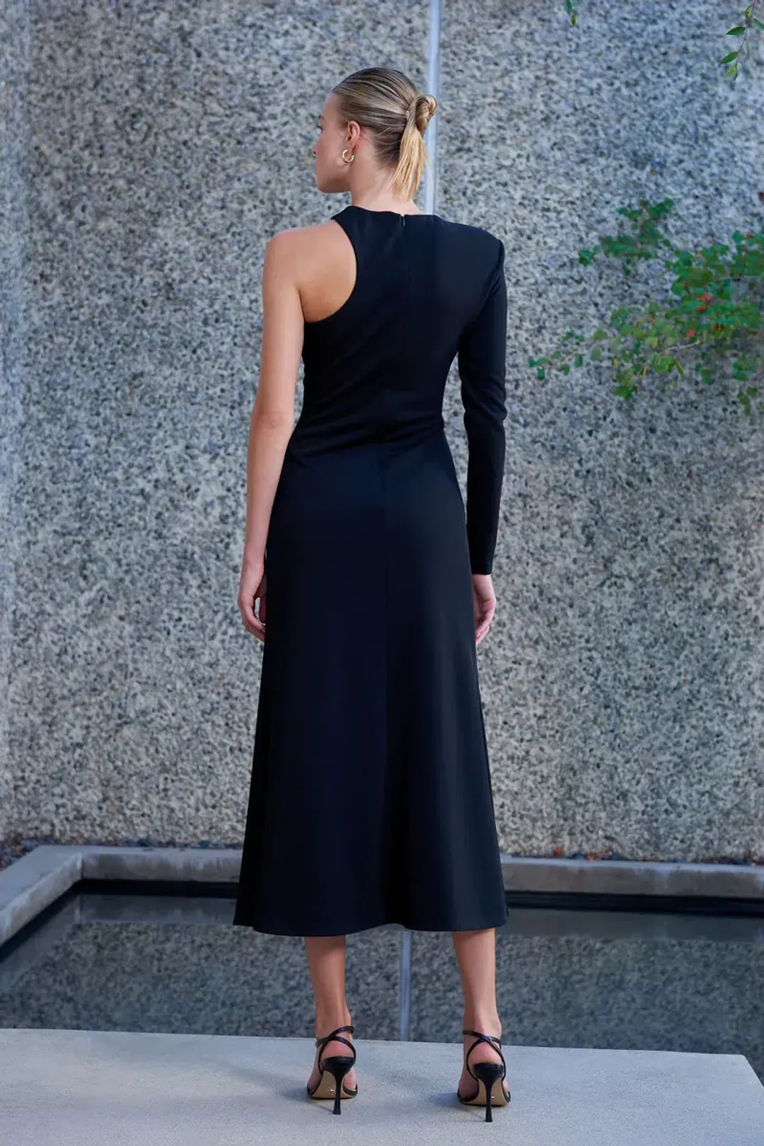 MISHA Clarence Stretch Twill Midi Dress Black Size 12 for rent on The Volte - main image