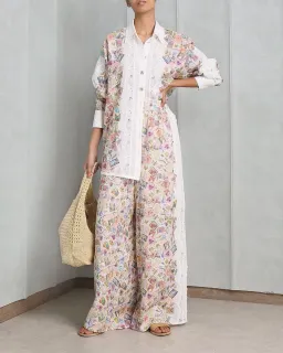 Zimmermann High Tide Relaxed Shirt & Drawstring Pants Set Print Size 4/AU 16 for rent on The Volte - image 1