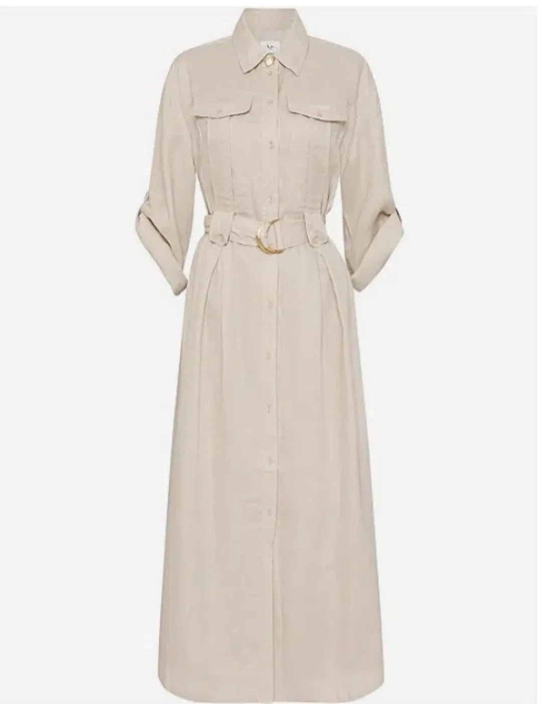 AJE Hope Midi Shirt Dress – colour sandstone beige size 8 for rent on The Volte - main image