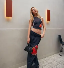 With Harper Lu Mesh Tank and Skirt Floral Set  Black Floral Size M/ Au 10  for rent on The Volte - image 1