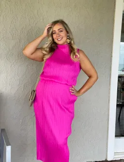 Issey Miyake Pleats Please Skirt And Top Pink Size AU 14 for rent on The Volte - image 4