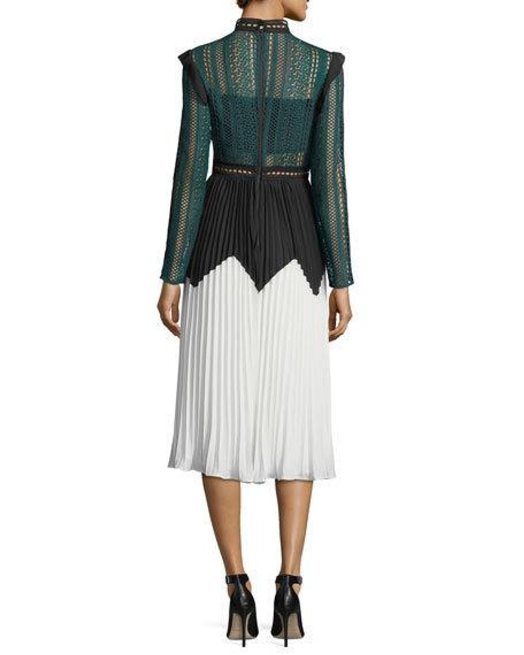 Self Portrait Panelled Lace Midi Dress Multi Size 8 for rent on The Volte - main image