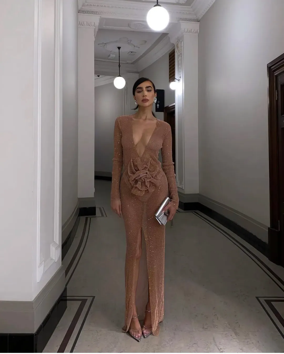 Santa Brands Diamanté Maxi Dress Blush Size AU 6 for rent on The Volte - main image