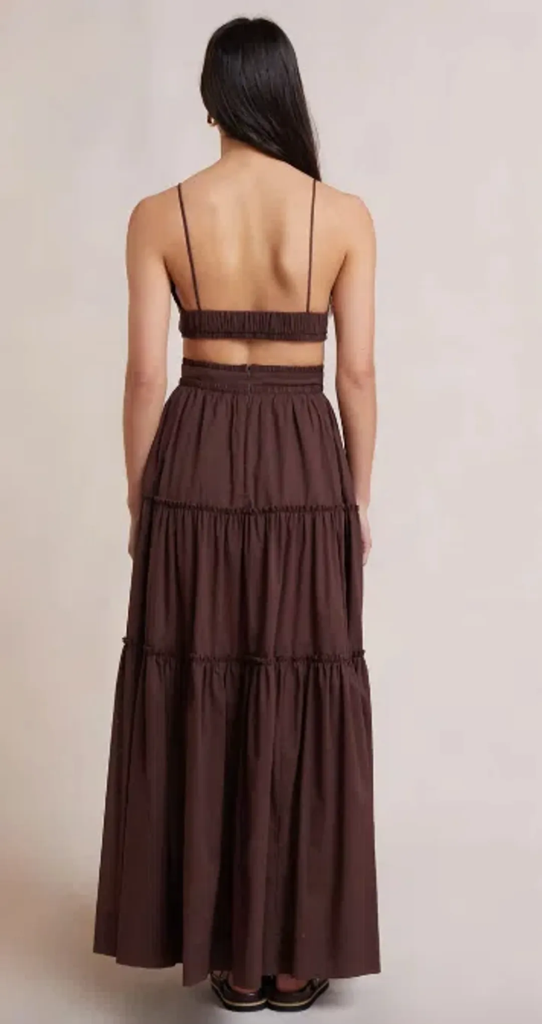 Bec & Bridge Carla V Maxi Dress Brown Size AU 6 for rent on The Volte - main image