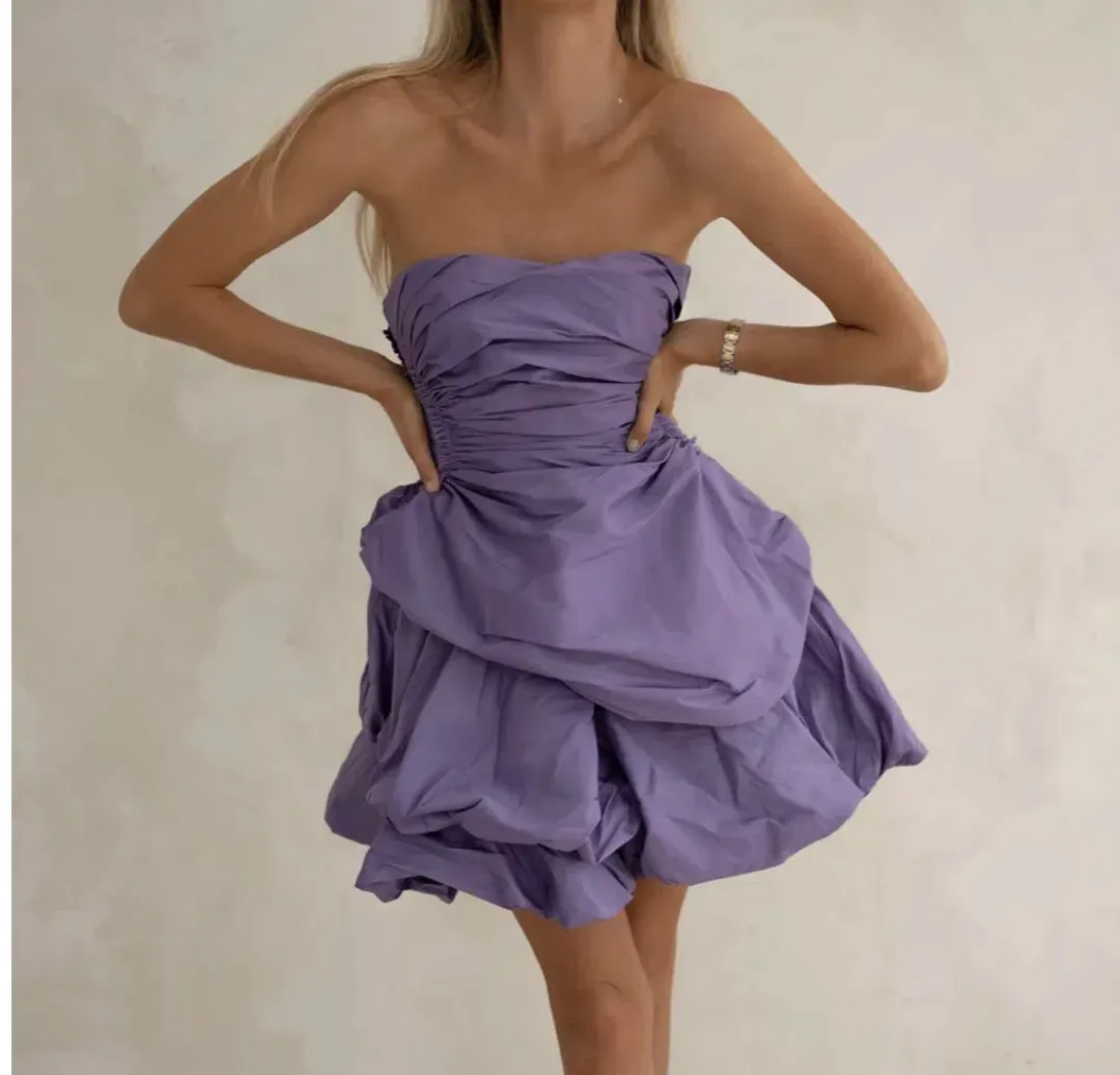 Aje Daybreak Strapless Mini Dress Deep Violet Size 4 for rent on The Volte - main image