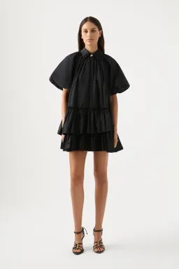 Aje  Ambience Smock Mini Dress Black Size 4 for rent on The Volte - image 1