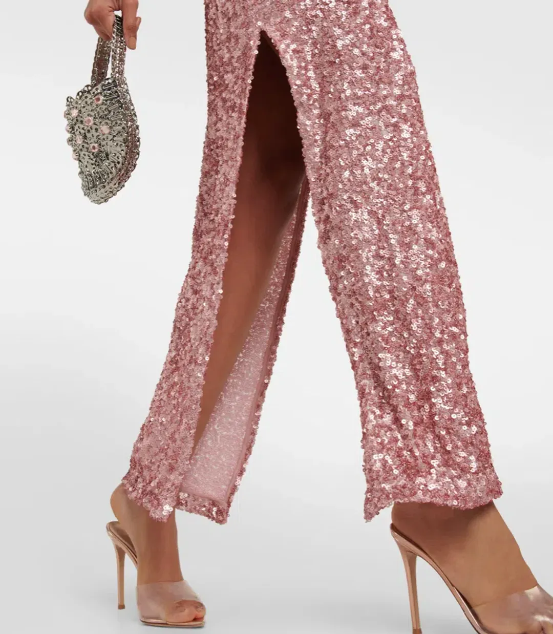 Rotate Birger Christensen Kasia Sequined Maxi Dress Pink Size 10 for rent on The Volte - main image