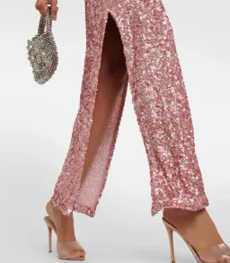 Rotate Birger Christensen Kasia Sequined Maxi Dress Pink Size 10 for rent on The Volte - image 4