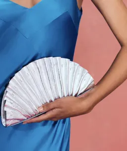 Cult Gaia Nala Fan Clutch Bag Silver for rent on The Volte - image 1