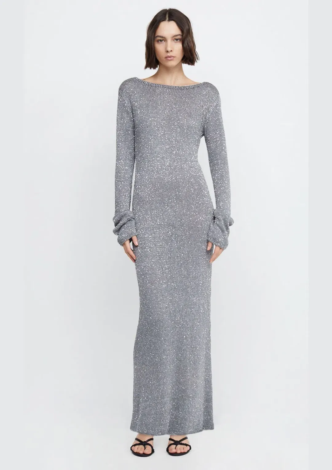 Bec & Bridge Sadie Sequin Long Sleeve Knit Dress in Charcoal Size 8 for rent on The Volte - main image
