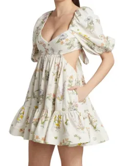Zimmermann Jeannie Puff Sleeve Mini Dress Floral Size 3/AU 14 for rent on The Volte - image 2